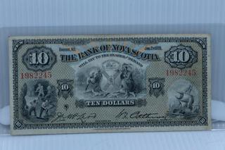 1935 Bank of Nova Scotia Ten Dollar Bank Note.