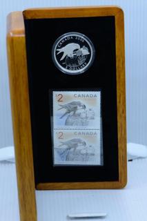 Peregrin Falcon & Nestlings .9999 Fine Silver Coin and Stamp Set.