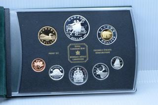 2001 Canada National Ballet Proof Coin Set w/Silver Dollar, Two Dollar Coin, 50 Cent Coin, 25 and 10 Cent coins.