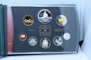 1973 - 1998 Canada RCMP Proof Coin Set w/Silver Dollar, Two Dollar Coin, 50 Cent Coin, 25 and 10 Cent coins.