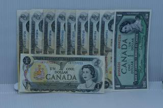 Lot of Canada One Dollar Bank Notes.