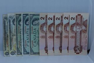 Lot of 10 Canada Bank Notes.