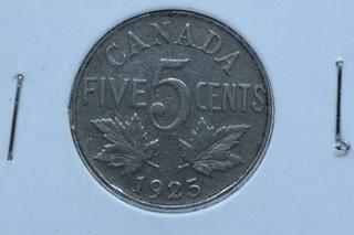 1925 Canada Five Cent Key Date Coin.