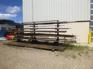 Pipe Rack C/w Qty Of Angle Iron, Round Stock, Square Tubing And Plate