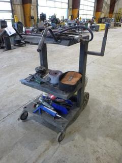 Portable Cart C/w Tiger Torch, Grinder Discs, Gauges And Misc Supplies