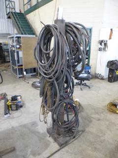 Metal Stand C/w Welding Cables, Extension Cords And Misc Supplies *Notes: Requires Repairs*