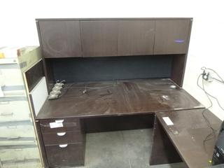 Wood Office Desk C/w Hutch