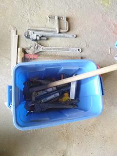 Storage Tote C/w Assortment Of Hand Tools