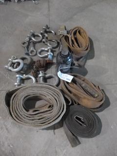 Qty Of Assorted Size Slings And Shackles C/w 20-Ton Bottle Jack