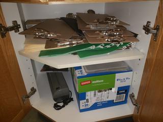 Contents Of Cabinet Includes: Laminator, File Folders And Clip Boards
