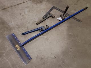 Floor Scraper, (2) Hammers And (1) Pipe Wrench