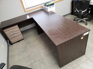 2-Part Desk C/w Portable Filing Cabinet *Note: Has Scratches*
