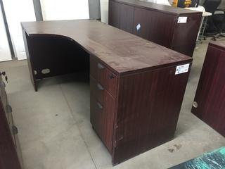 Office Desk with Locking Drawers, H 66" x W 35 3/4 "(at Longest Point) x H 29 1/2".