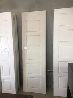 White Door No Handle Cutouts, 24" W x 80" H x 1 7/8" D.
