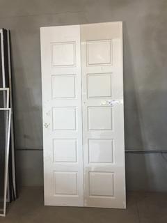 White Bifold Door, 35 3/4" W x 78 1/2" H x 1 7/8" D.