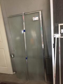 Shower Door with Frosted Glass, 30 7/8" W x 65 1/4" H.