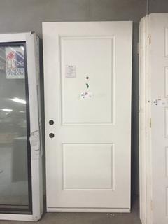 Exterior White Door With Peep Hole, 35 /4" W x 79" H x 1 3/4" D.