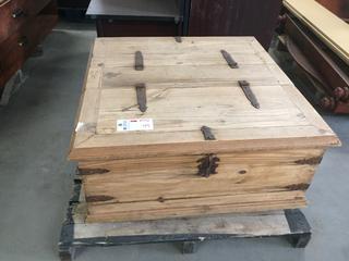 Wood Chest Coffee Table, 35 1/4" x 35 1/4" x 15" H.