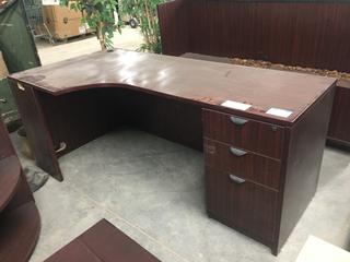 Desk With Locking Cabinets (No Key), L 70 3/4" x D 35 1/2" x H 29 1/2".