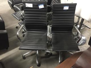 Chrome & Black Rolling Office Chairs.