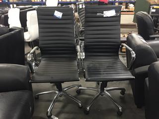 Chrome & Black Rolling Office Chairs.