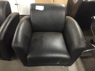 Black Leather Chair, L 35".