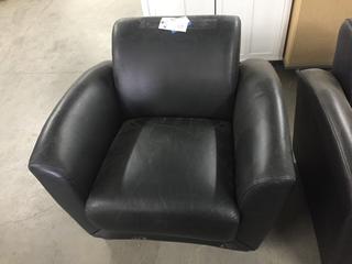 Black Leather Chair, L 35".