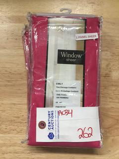 (2) Rod Pocket  Window Sheer Pink Curtain Panels, 59" X 84".