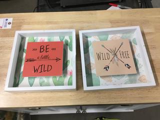 Pair Of Wooden "Wild And Free" Wall Decorations.