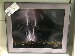 Lightning Storm Calgary Framed Picture.