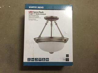 Satco, Semi Flush 2 Lamp 11" Brushed Nickle Light Fixture.