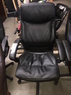 (2) Black Leather Rolling Office Chairs.