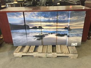 5 Piece Ocean Canvas Print, Each 12" X 27 1/2".