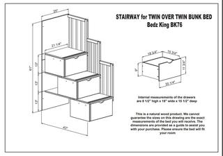 Bedz King BK76 Stairway for Twin over Twin Bunk Bed. Marked Box 2/2 Some Pieces and Dowels may be missing.