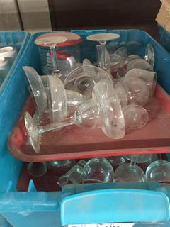 Bin of assorted Glasses, Wine Glasses, Shot Glasses & Mugs.