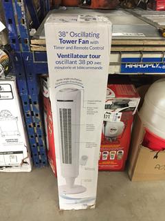 38" Oscillating Tower Fan with Timer & Remote Control.