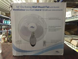 16" Wall Mount Oscillating Fan, with Remote.