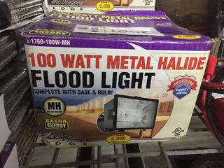 100 Watt Metal Halide Flood Light, With Base and Bulb.