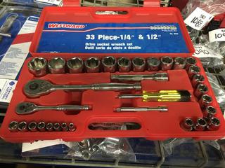 33 Piece 1/4" & 1/2" Drive Socket Wrench Set.