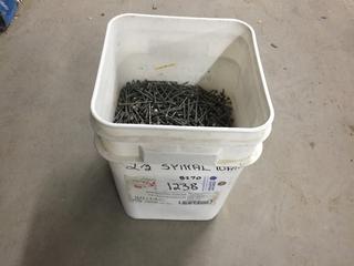 Quantity of 2-1/2" Spiral Nails.