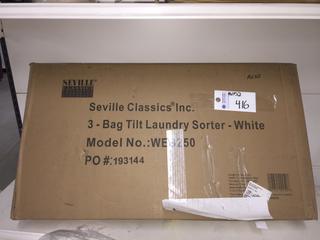 Seville Classics 3 Bag Laundry Sorter, White.