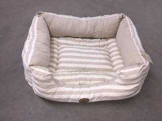 Best Pet Supplies Beige Striped Dog Bed, 35" x 28".