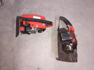 Bin of Chainsaw Parts & (2) Howelite Terra Chainsaw Motors.