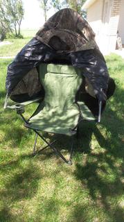 Green & Camo Lawn Chair with Sun Shade.