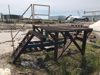 Selling Off-Site - Steel Platform w/Stairs & Handrail. Dimensions 84x60x48.  Located at Beiseker, AB Viewing By Appointment Call Graham @ 403-968-7697. *Note: Buyer Responsible for Lifting and Loading.*