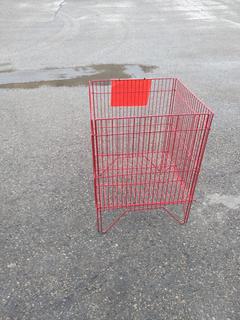 Red Metal Storage Basket.