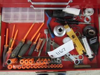 Box of Miscellaneous Hand Tools and Accessories. 