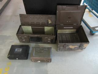 (3) Various Size Ammo Boxes and Sentry Lockbox (No Key).