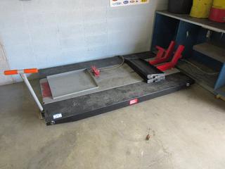 Off-Site - Motorcycle & ATV Lift c/w Side Ext, Ramps, Motorcycle Wheel Chock.  Call Chris For Viewing @ 403 512-2504. Location: 100, 6143 48 Ave. Red Deer, AB Note:  Buyer Responsible For Lifting & Loading. Items Available For Load Out July 28th to 31st, 9:00 am to 4:00 pm Only. Items Left Onsite After July 31st, 2020 Will Be Considered Abandoned.