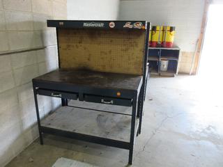 Off-Site - Mastercraft Work Bench w/ Peg Board.  Call Chris For Viewing @ 403 512-2504. Location: 100, 6143 48 Ave. Red Deer, AB Note:  Buyer Responsible For Lifting & Loading. Items Available For Load Out July 28th to 31st, 9:00 am to 4:00 pm Only. Items Left Onsite After July 31st, 2020 Will Be Considered Abandoned.